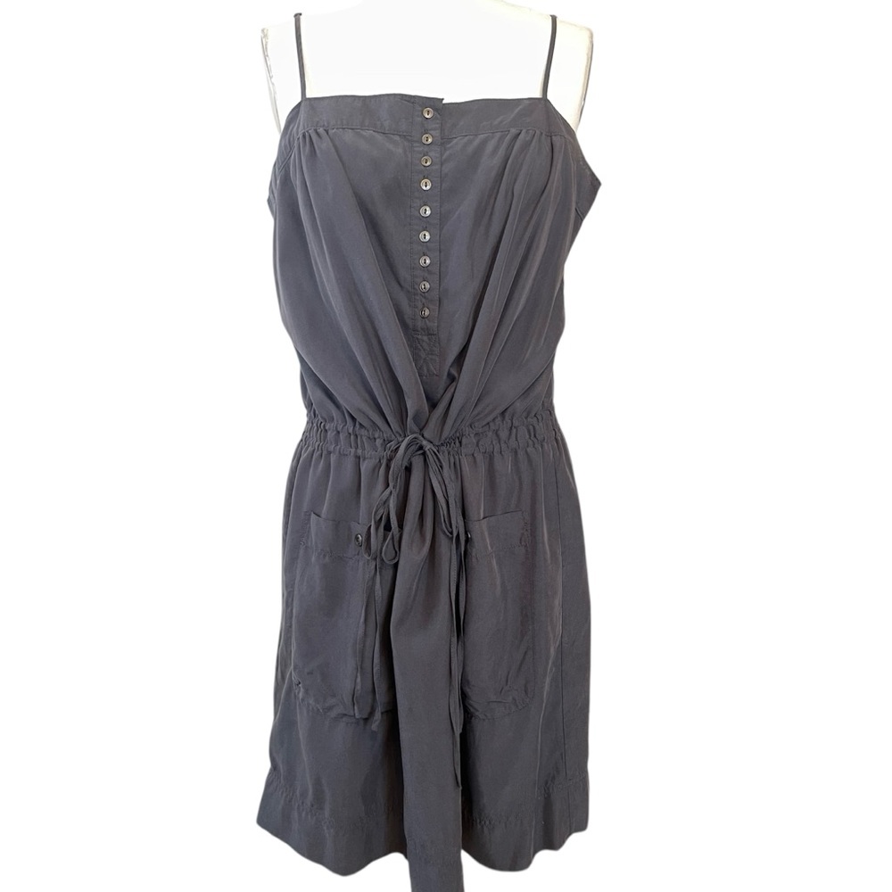 ❤️ GAP Charcoal Gray Drawstring Tie Waist Mini Dress - Picture 7 of 8